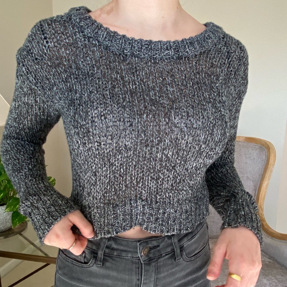 Charcoal Cropped Knit Sweater